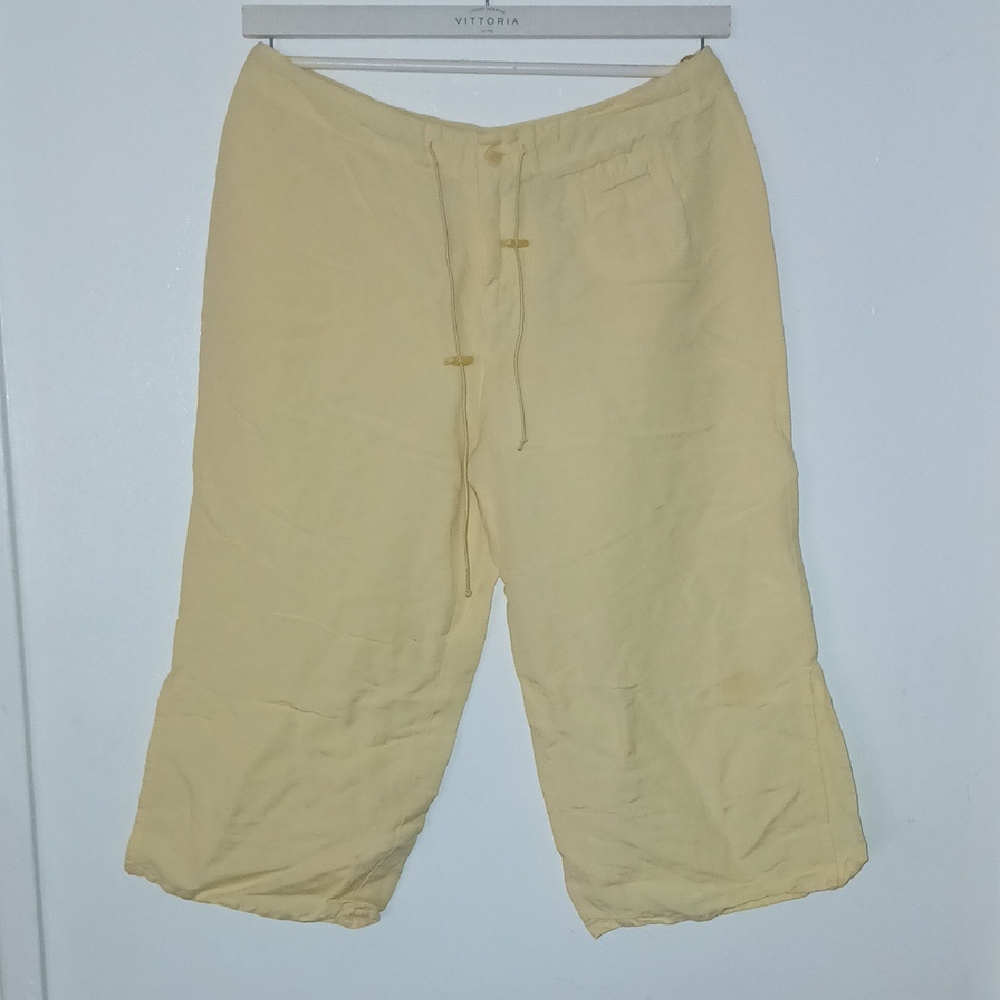 Yellow Drawstring Capri Pants